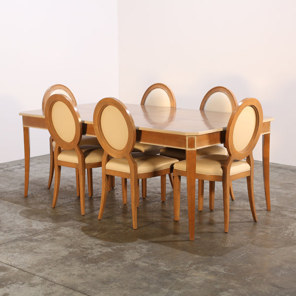 Roche Bobois Hortense Cream Leather Dining Chairs, Set of Six