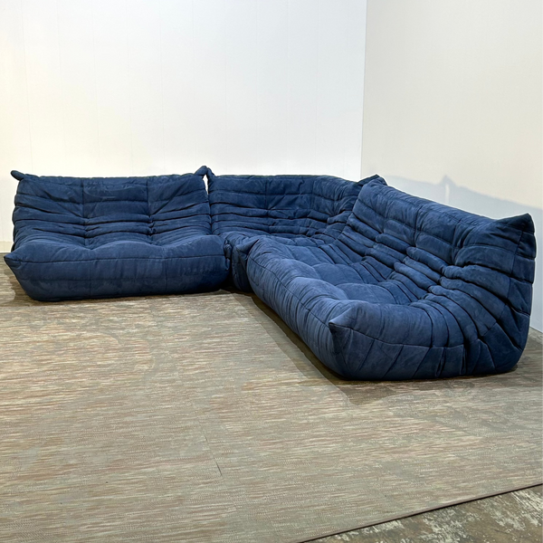 Ligne Roset by Michel Ducaroy Togo Blue Modular Sofa, Set of Three