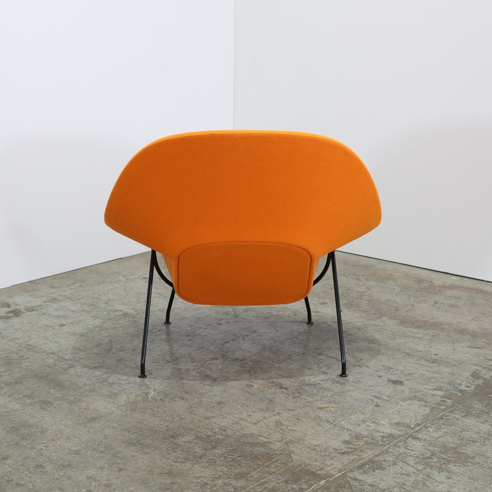 Knoll Orange Womb Chair and Ottoman by Eero Saarinen