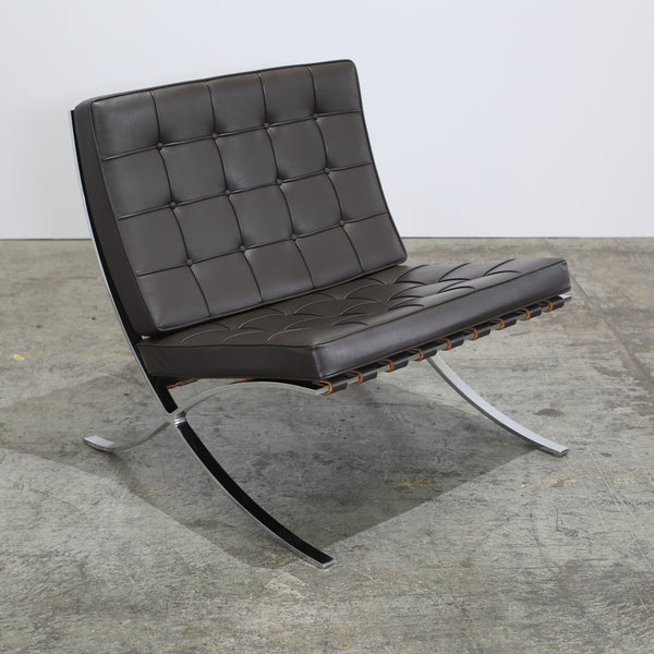 Knoll Barcelona Brown Leather Chair by Ludwig Mies van der Rohe