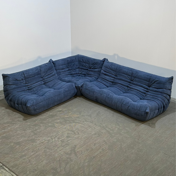 Ligne Roset by Michel Ducaroy Togo Blue Modular Sofa, Set of Three