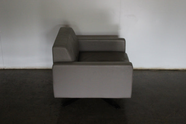 Poltrona Frau Kennedee Swivel Armchair in Grey Pelle Leather