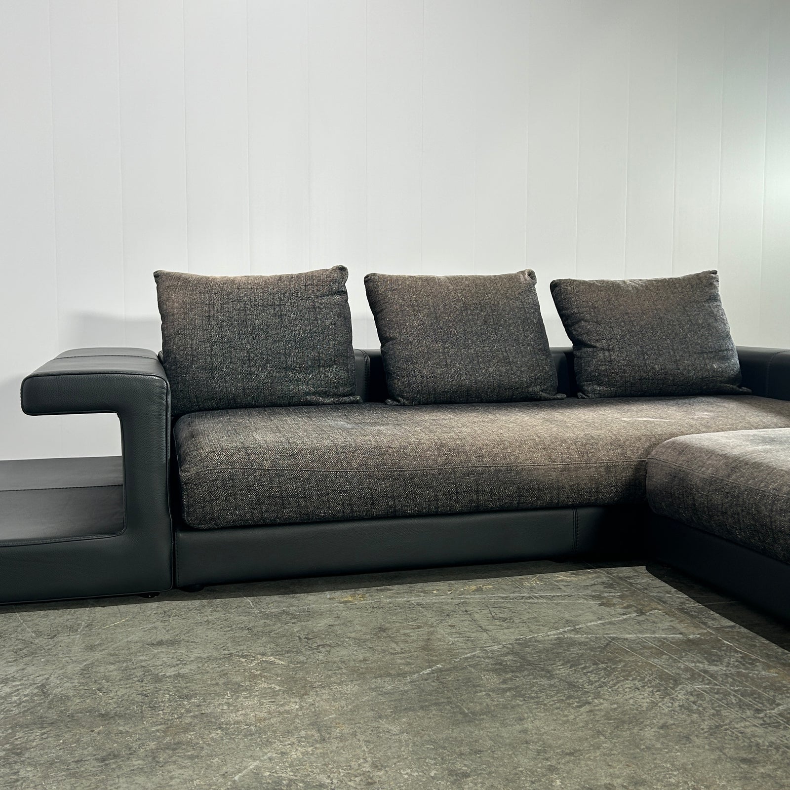 Roche Bobois Memento Sectional Sofa with Ottoman and Leather Side Bookcases