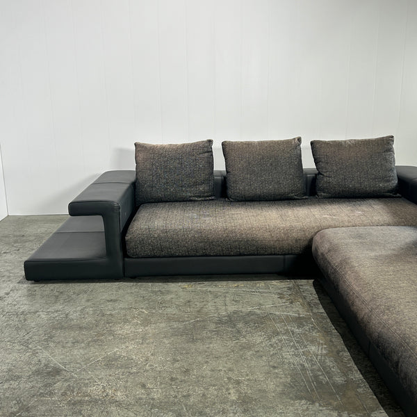 Roche Bobois Memento Sectional Sofa with Ottoman and Leather Side Bookcases