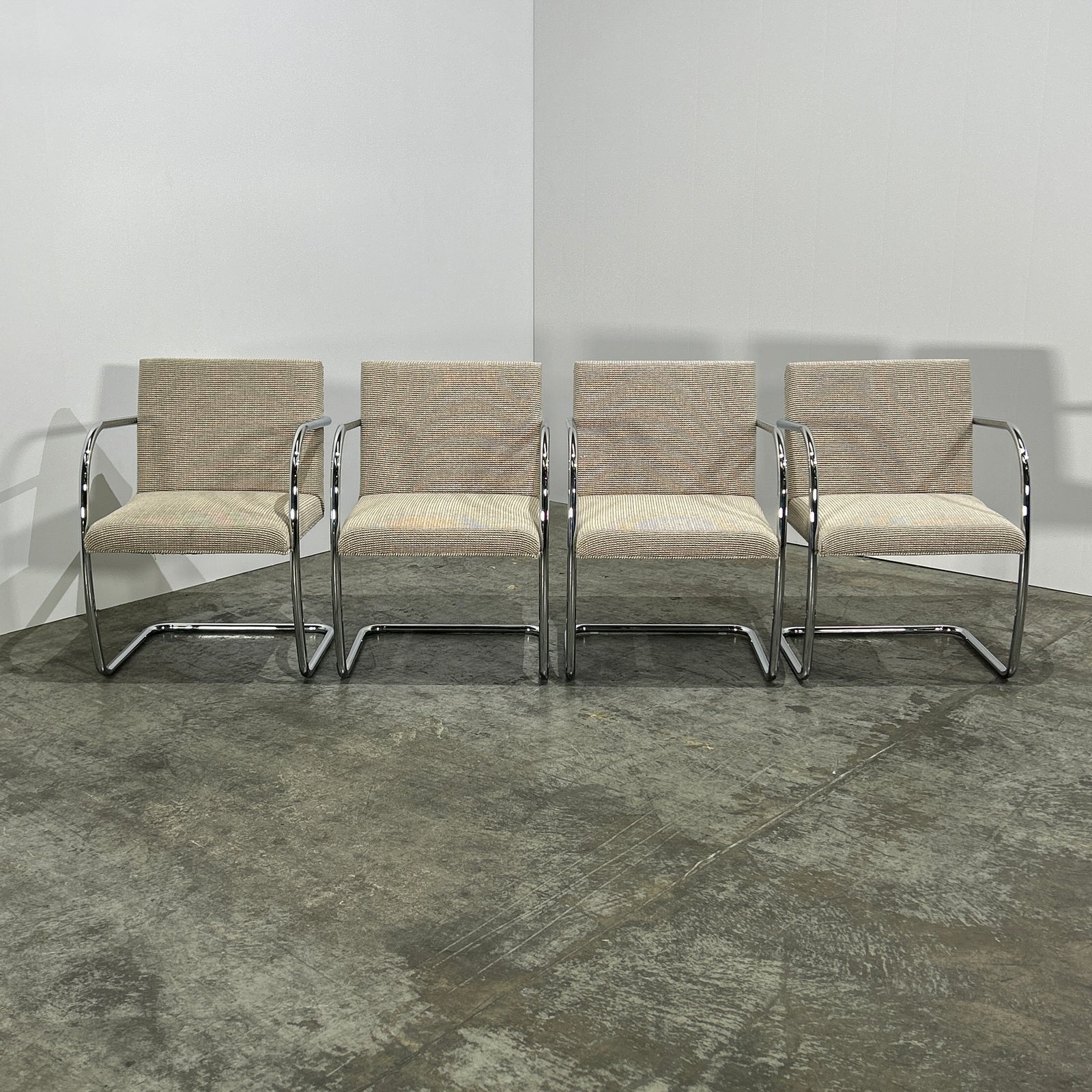Knoll Brno Grey Tubular Chair by Ludwig Mies van der Rohe, Set of Four