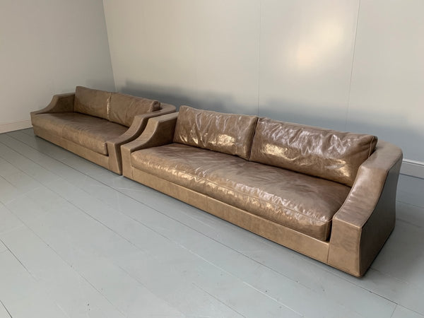 Baxter of Italy 4 - Seat Sofas - In Grey Brown Tuscany Leather, Set of 2 @ REHAUS