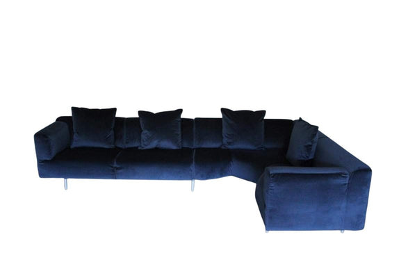 Cassina 250 MET L-Shape Sectional Sofa in Navy Blue Velvet