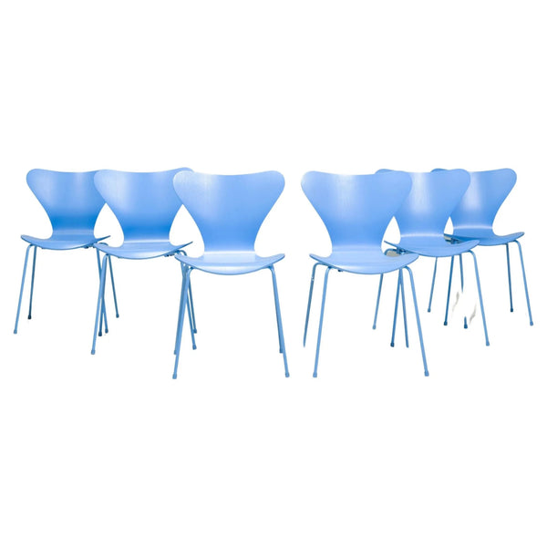 Fritz Hansen by Arne Jacobsen Monochrome Blue Series 7 Dining Chairs, Set of 6