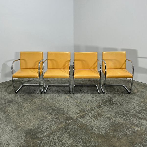 Knoll Beige Leather Brno Tubular Chair by Ludwig Mies van der Rohe, Set of Four @ REHAUS