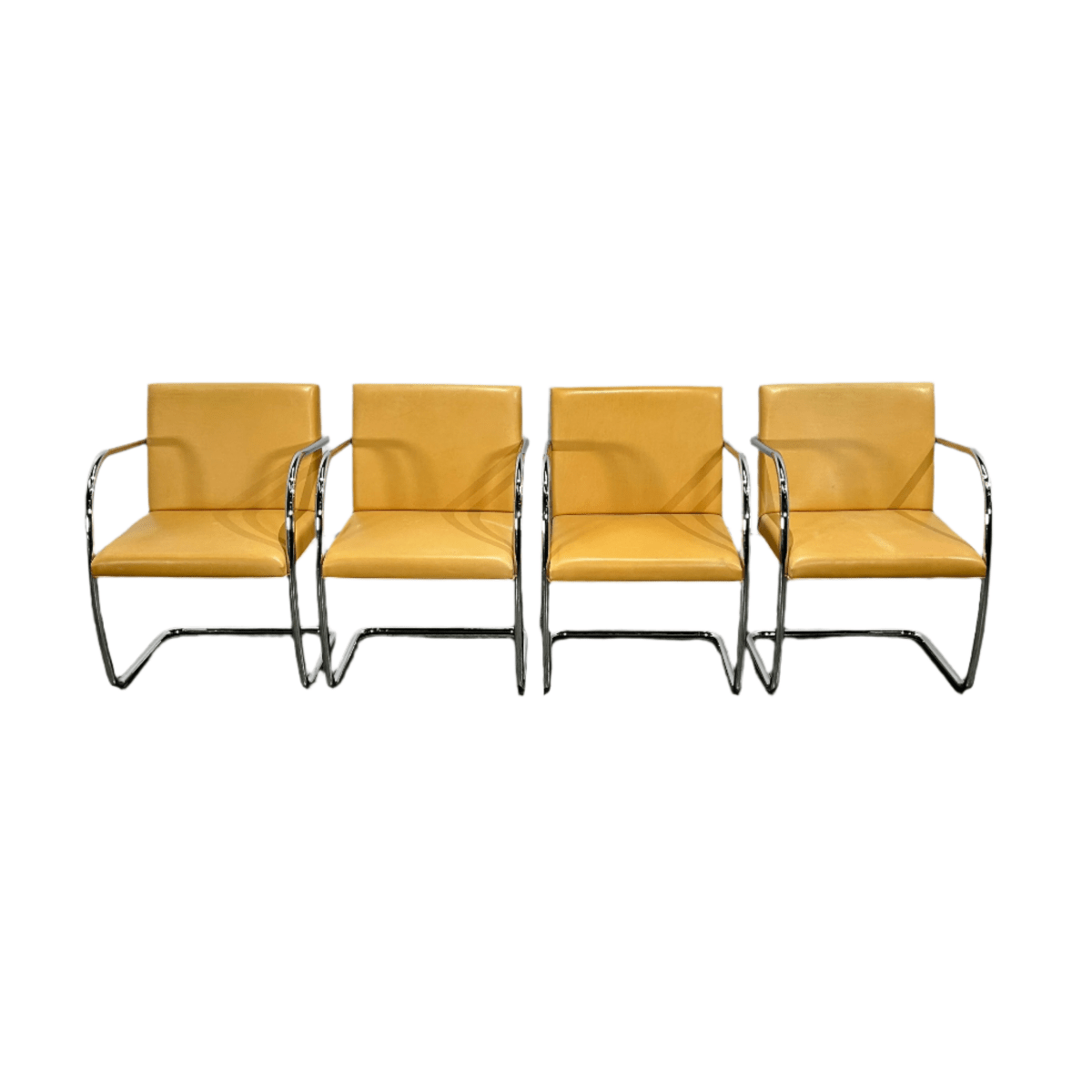Knoll Beige Leather Brno Tubular Chair by Ludwig Mies van der Rohe, Set of Four @ REHAUS