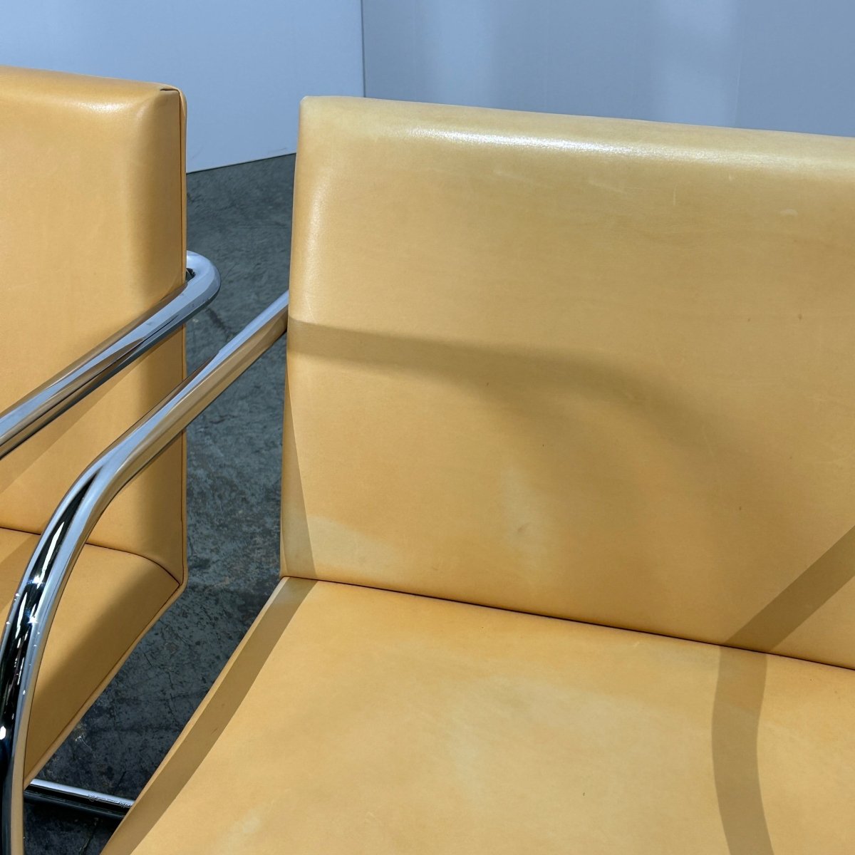 Knoll Beige Leather Brno Tubular Chair by Ludwig Mies van der Rohe, Set of Four @ REHAUS