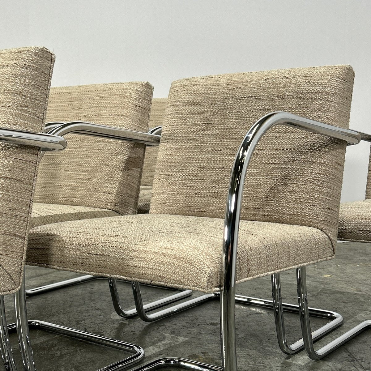 Knoll Brno Cream Tubular Chair by Ludwig Mies van der Rohe, Set of Six @ REHAUS