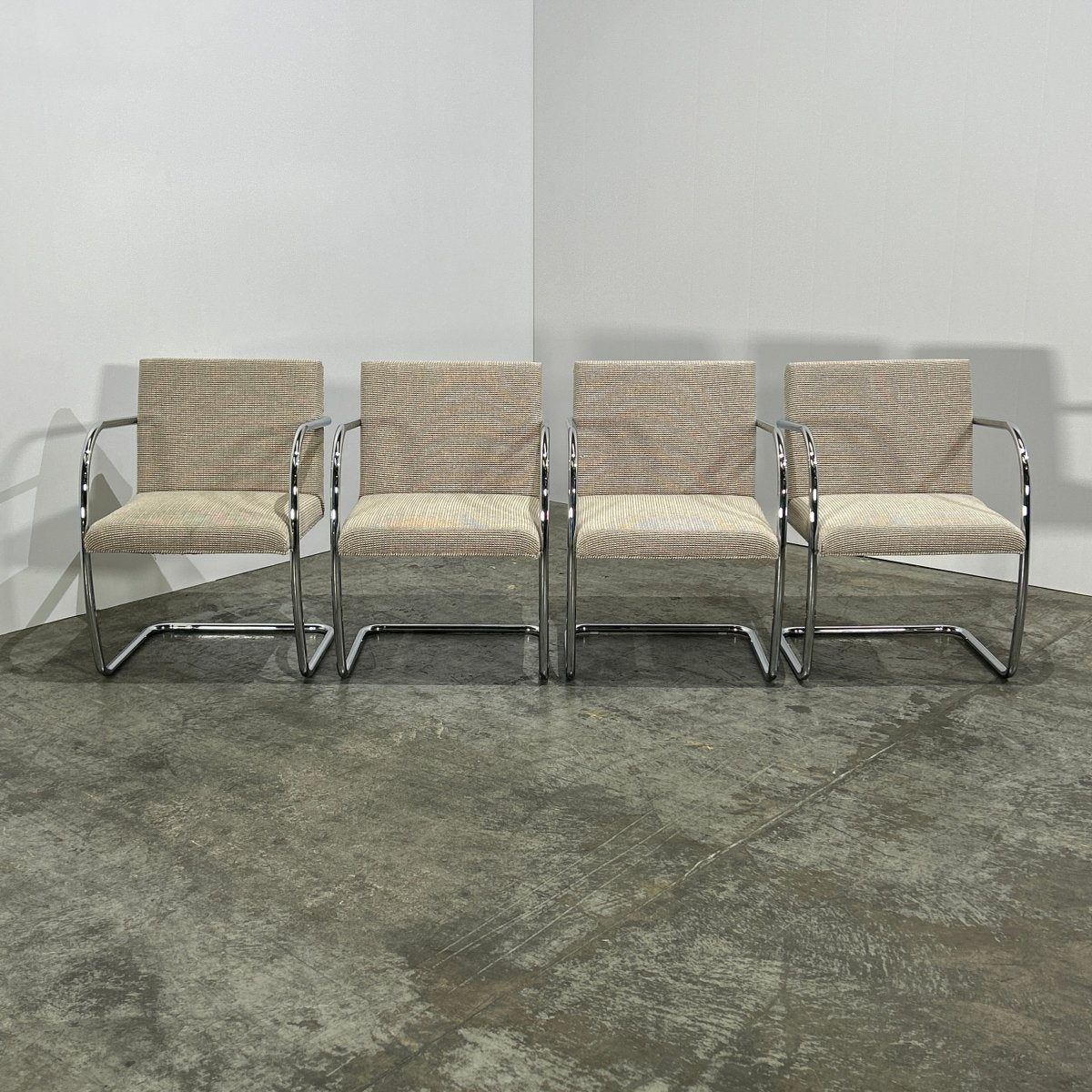 Knoll Brno Grey Tubular Chair by Ludwig Mies van der Rohe, Set of Four @ REHAUS