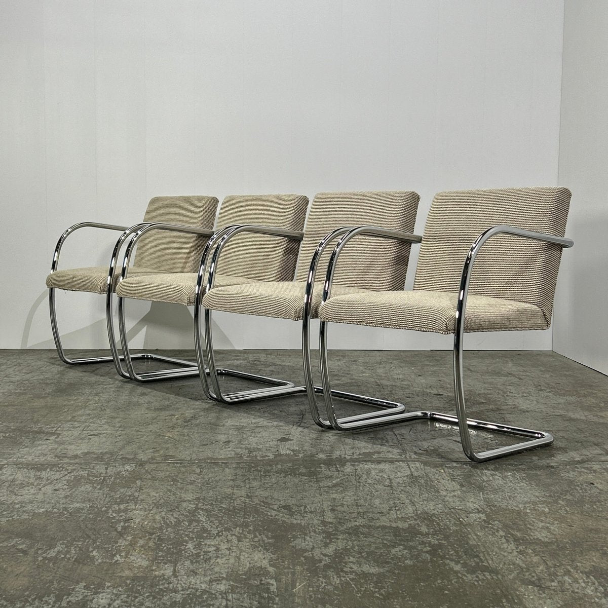 Knoll Brno Grey Tubular Chair by Ludwig Mies van der Rohe, Set of Four @ REHAUS