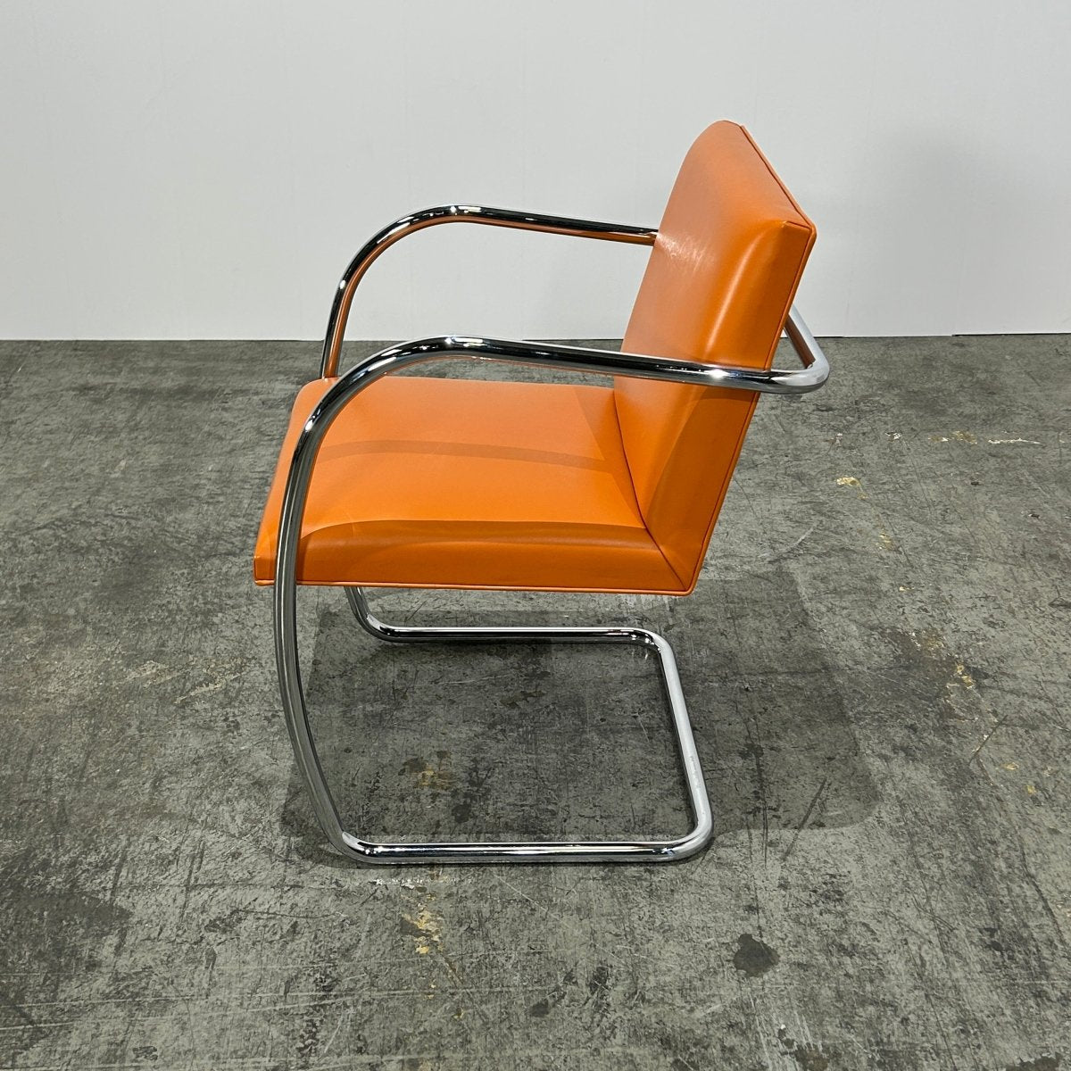 Knoll Brno Tubular Tan Orange Leather Chair by Ludwig Mies van der Rohe, Set of Six @ REHAUS