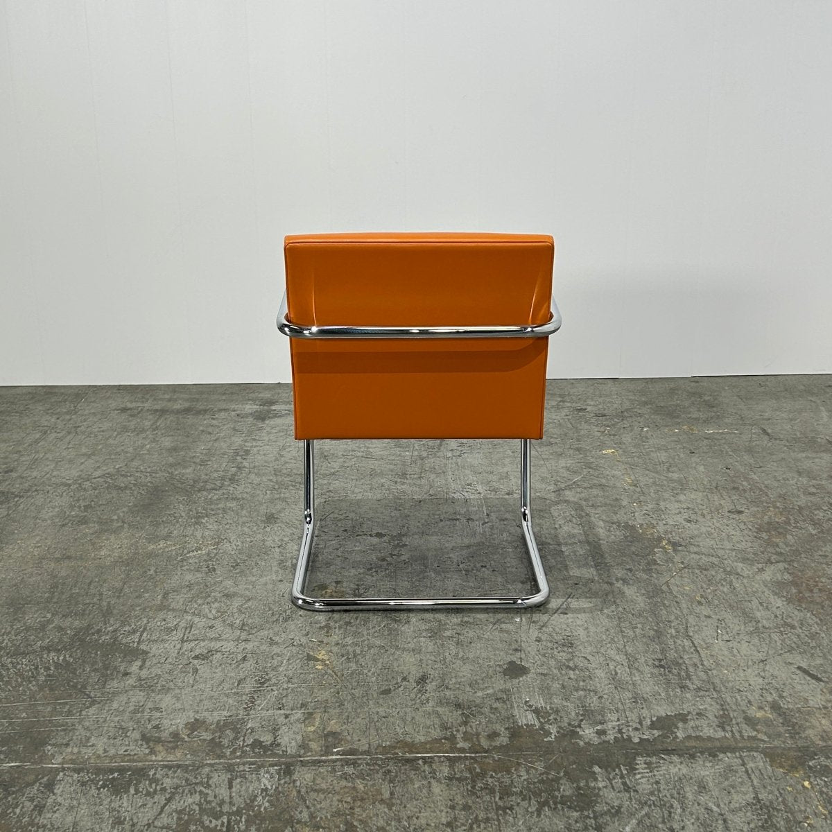 Knoll Brno Tubular Tan Orange Leather Chair by Ludwig Mies van der Rohe, Set of Six @ REHAUS