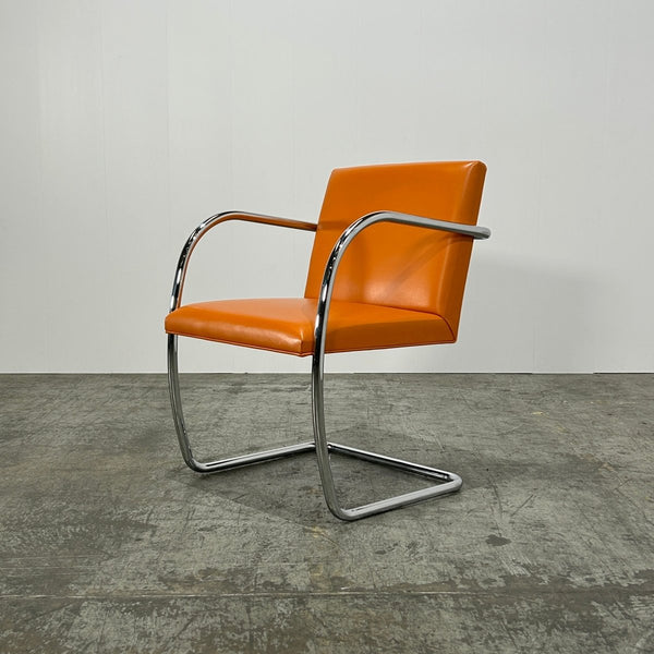 Knoll Brno Tubular Tan Orange Leather Chair by Ludwig Mies van der Rohe, Set of Six @ REHAUS