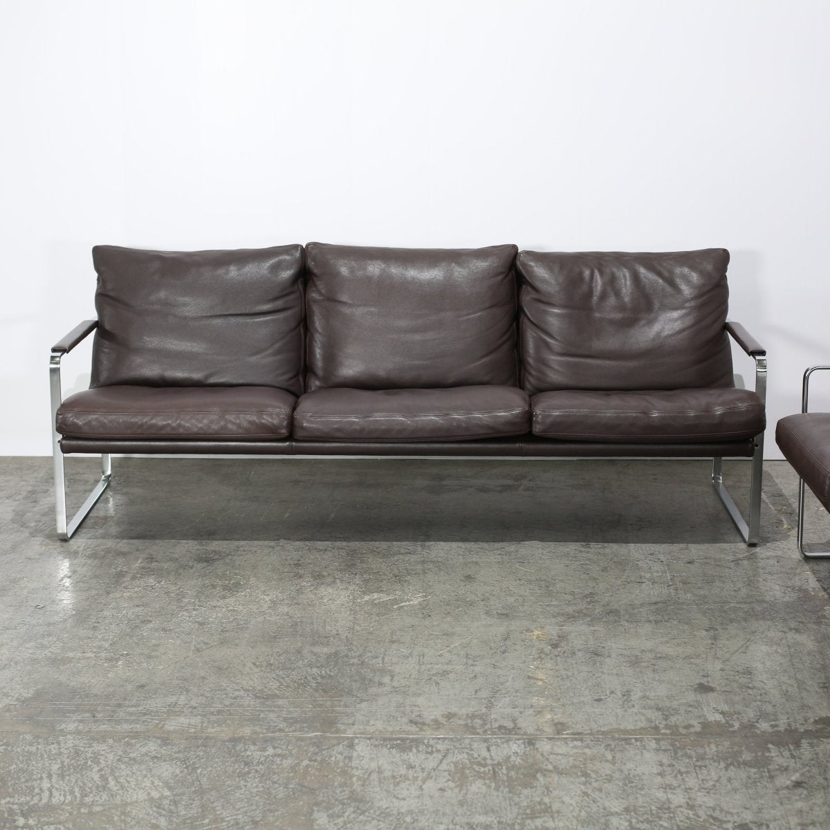 Knoll Brown Leather Fabricius Sofa @ REHAUS
