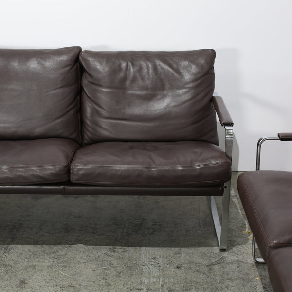 Knoll Brown Leather Fabricius Sofa @ REHAUS