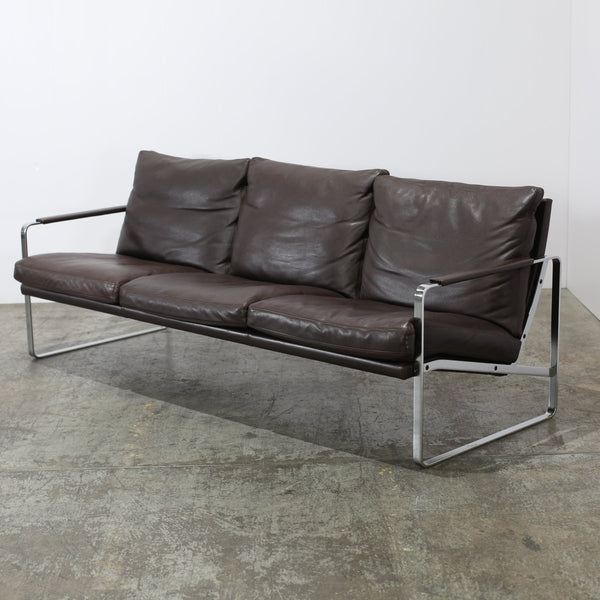 Knoll Brown Leather Fabricius Sofa @ REHAUS