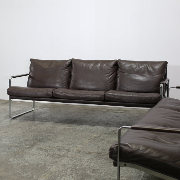 Knoll Brown Leather Fabricius Sofa @ REHAUS
