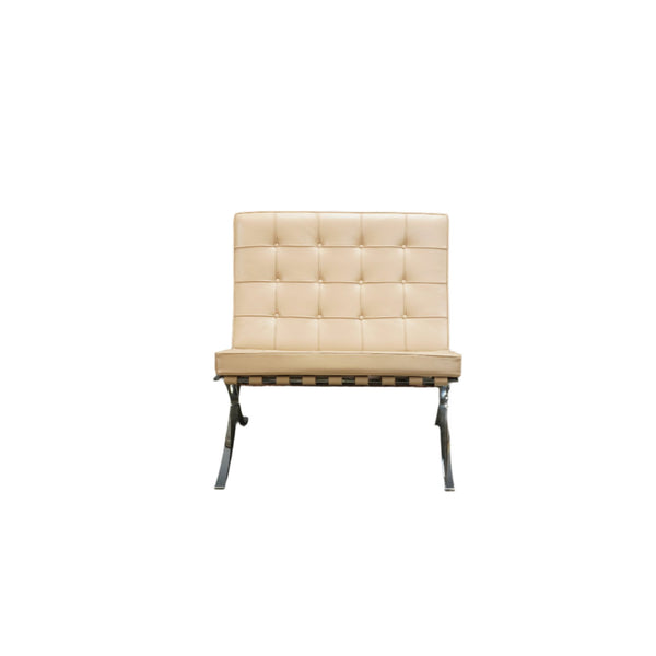 Knoll Cream Leather Barcelona Lounge Chair by Mies van der Rohe