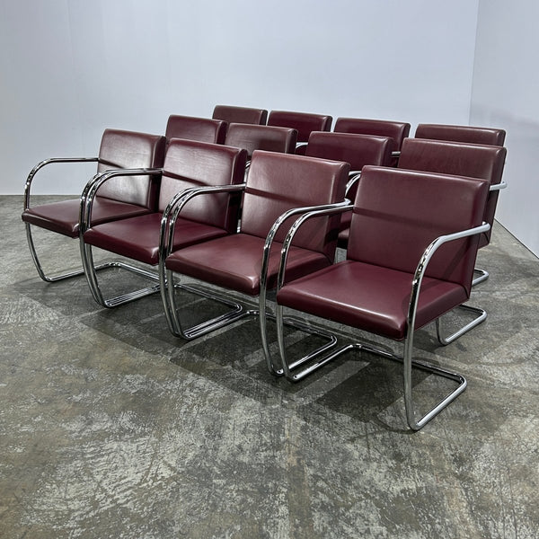Knoll Leather Brno Tubular Brown Chair by Ludwig Mies van der Rohe, Set of Six @ REHAUS