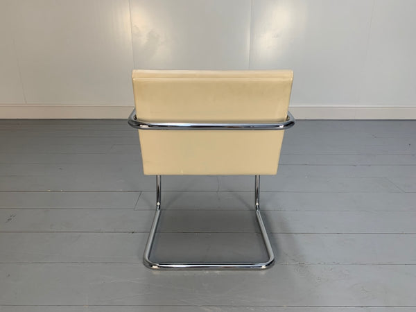 Knoll Studio Brno Armchair Suite in Chrome & Pale Ivory Leather, Set of six @ REHAUS