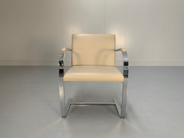 Knoll Studio Brno Flat Bar Armchairs - in Chrome & Ivory Leather, Set of Fourteen @ REHAUS