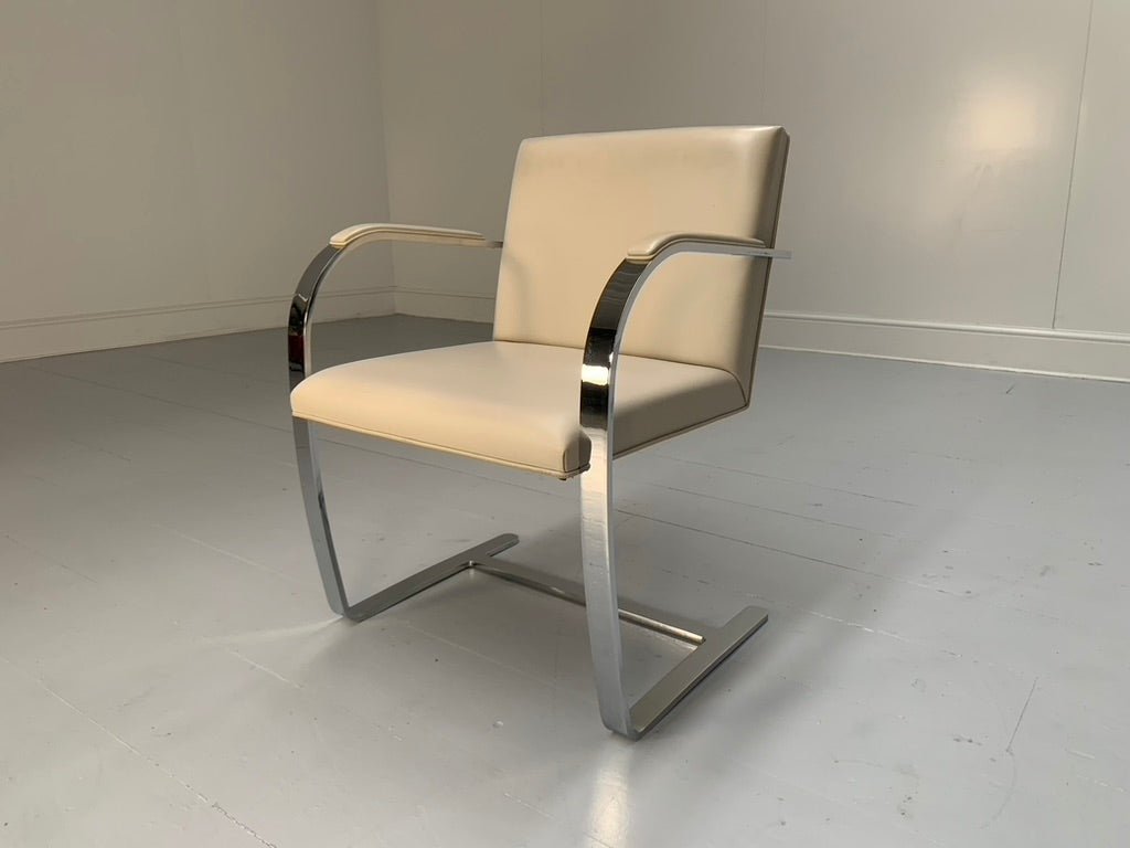 Knoll Studio Brno Flat Bar Armchairs - in Chrome & Ivory Leather, Set of Fourteen @ REHAUS