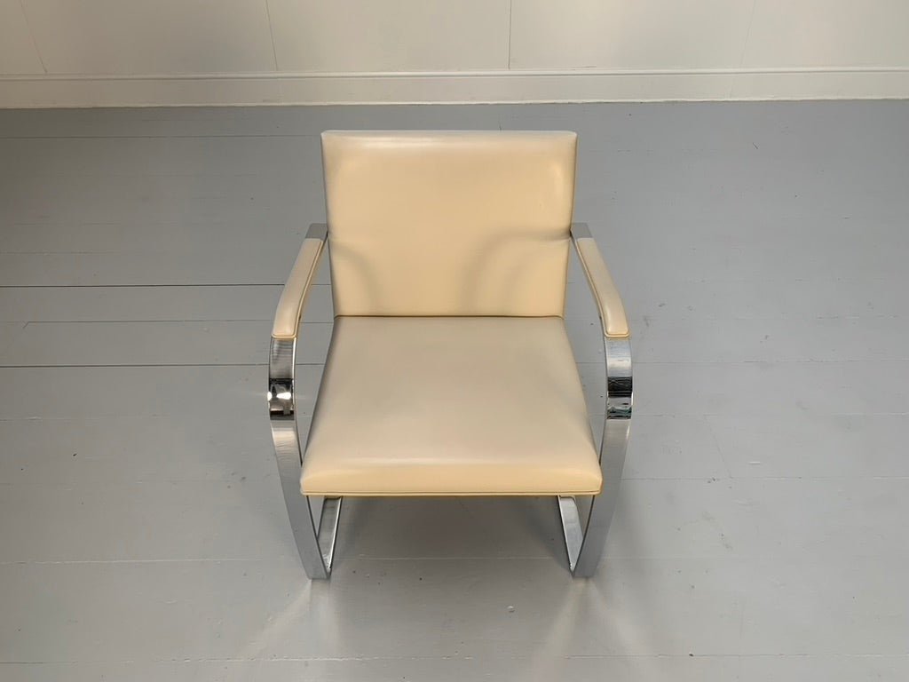 Knoll Studio Brno Flat Bar Armchairs - in Chrome & Ivory Leather, Set of Fourteen @ REHAUS