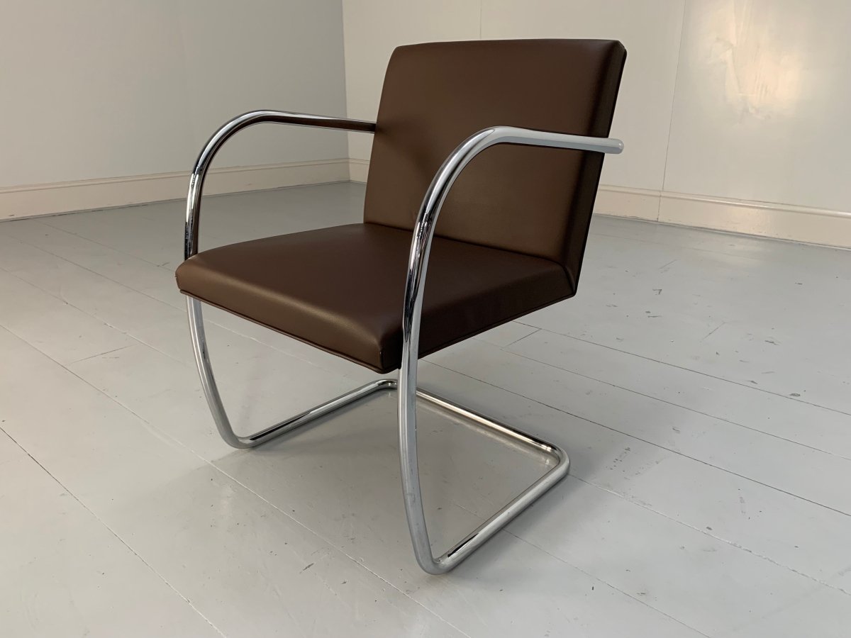 Knoll Studio Brno Tubular Lounge Chair Armchair - in Mid Brown Leather @ REHAUS