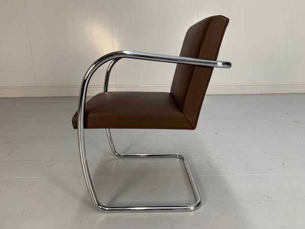 Knoll Studio Brno Tubular Lounge Chair Armchair - in Mid Brown Leather @ REHAUS
