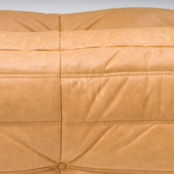 Ligne Roset by Michel Ducaroy Camel Brown Leather Togo, Set of Three - REHAUS - Michel Ducaroy