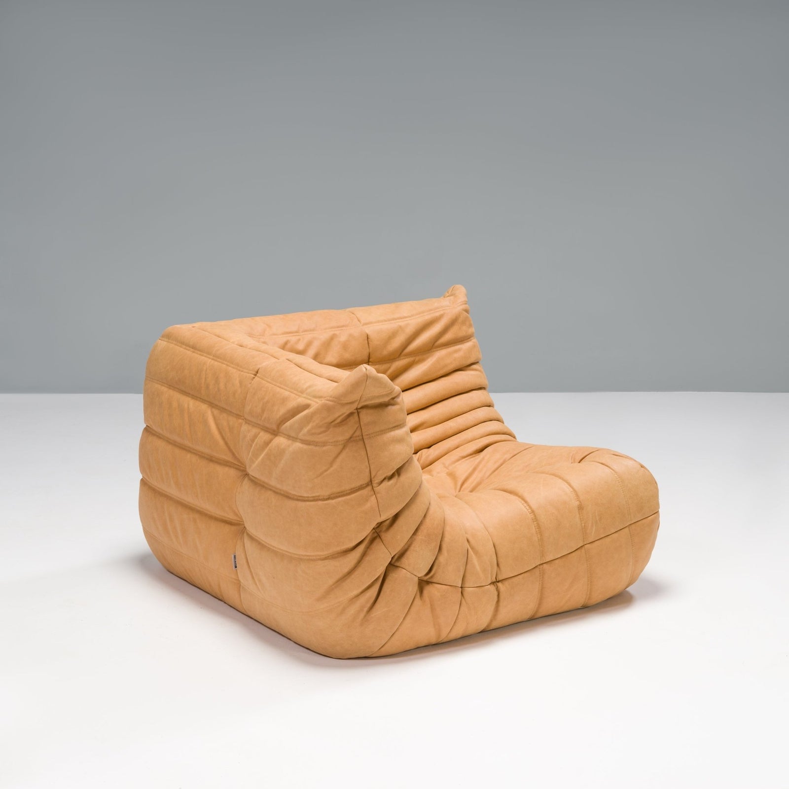 Ligne Roset by Michel Ducaroy Camel Brown Leather Togo, Set of Three - REHAUS - Michel Ducaroy