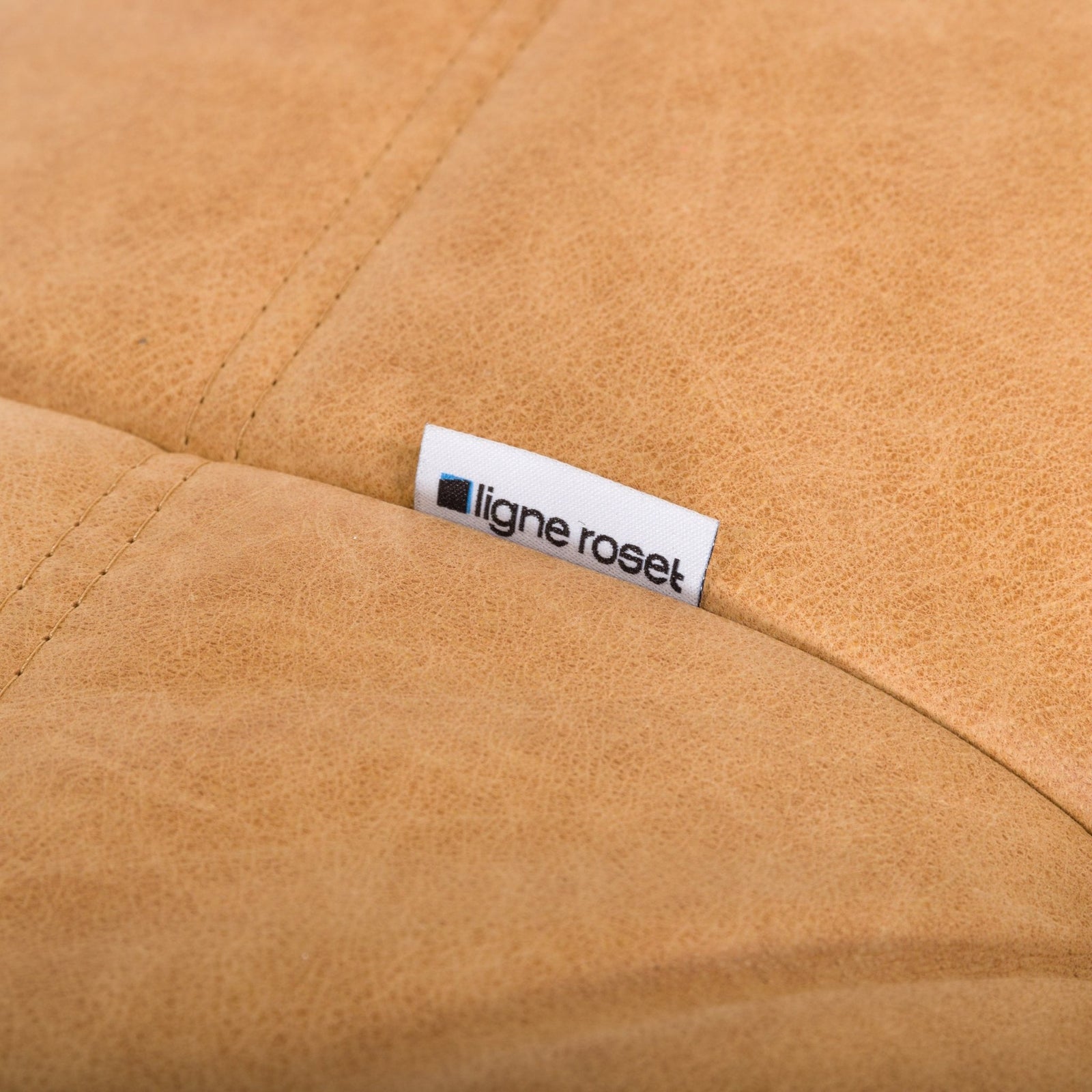 Ligne Roset by Michel Ducaroy Camel Brown Leather Togo, Set of Three - REHAUS - Michel Ducaroy