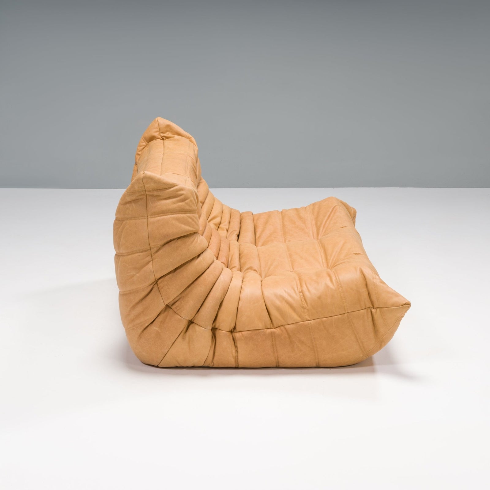 Ligne Roset by Michel Ducaroy Camel Brown Leather Togo, Set of Three - REHAUS - Michel Ducaroy