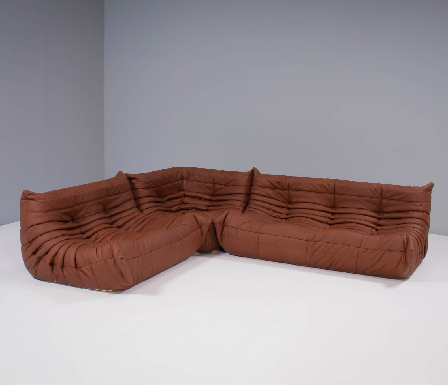 Ligne Roset by Michel Ducaroy Togo Brown Leather Modular Sofa, Set of Three @ REHAUS