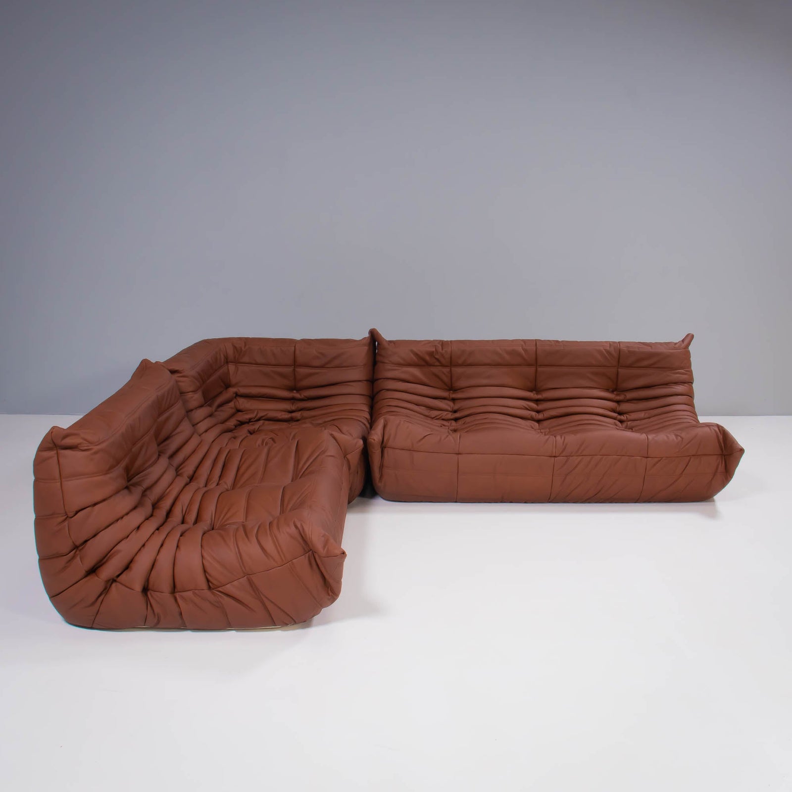 Ligne Roset by Michel Ducaroy Togo Brown Leather Modular Sofa, Set of Three @ REHAUS