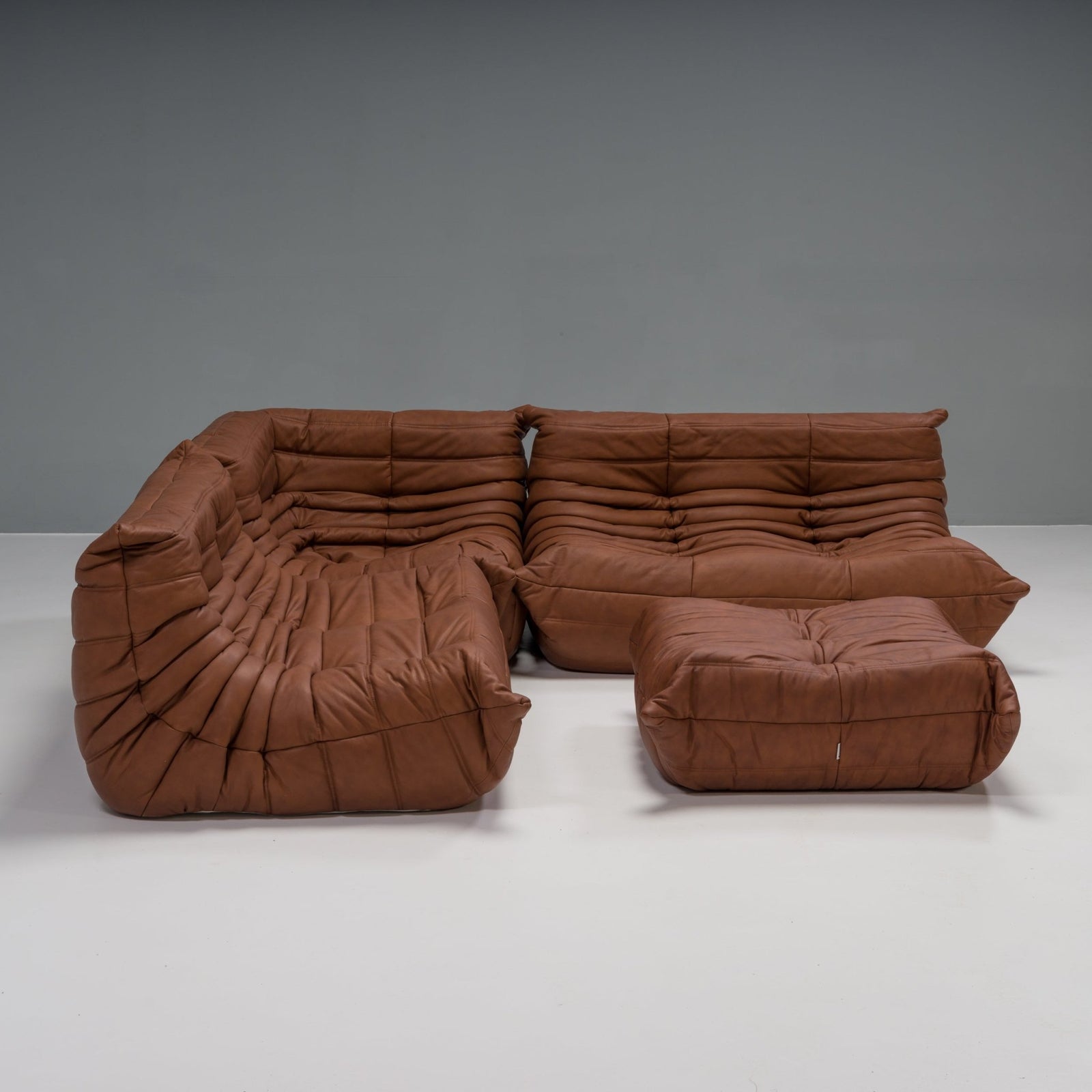 Ligne Roset by Michel Ducaroy Togo Brown Leather Sofa, Set of 4 - REHAUS - Michel Ducaroy