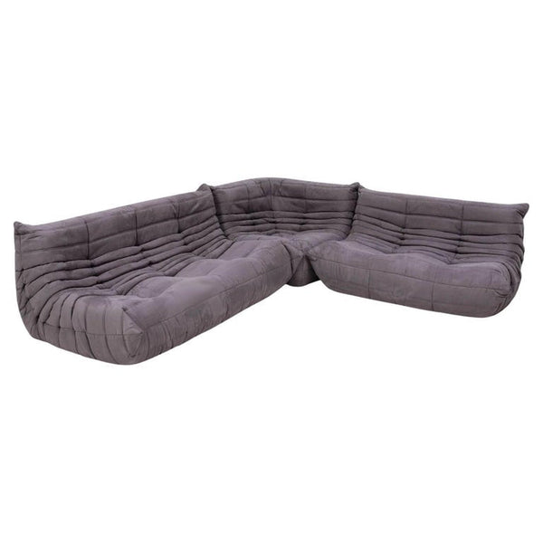 Ligne Roset by Michel Ducaroy Togo Grey Modular Sofa and Footstool, Set of Three