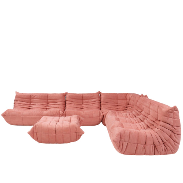 Ligne Roset by Michel Ducaroy Togo Pink Sofa, Set of Five