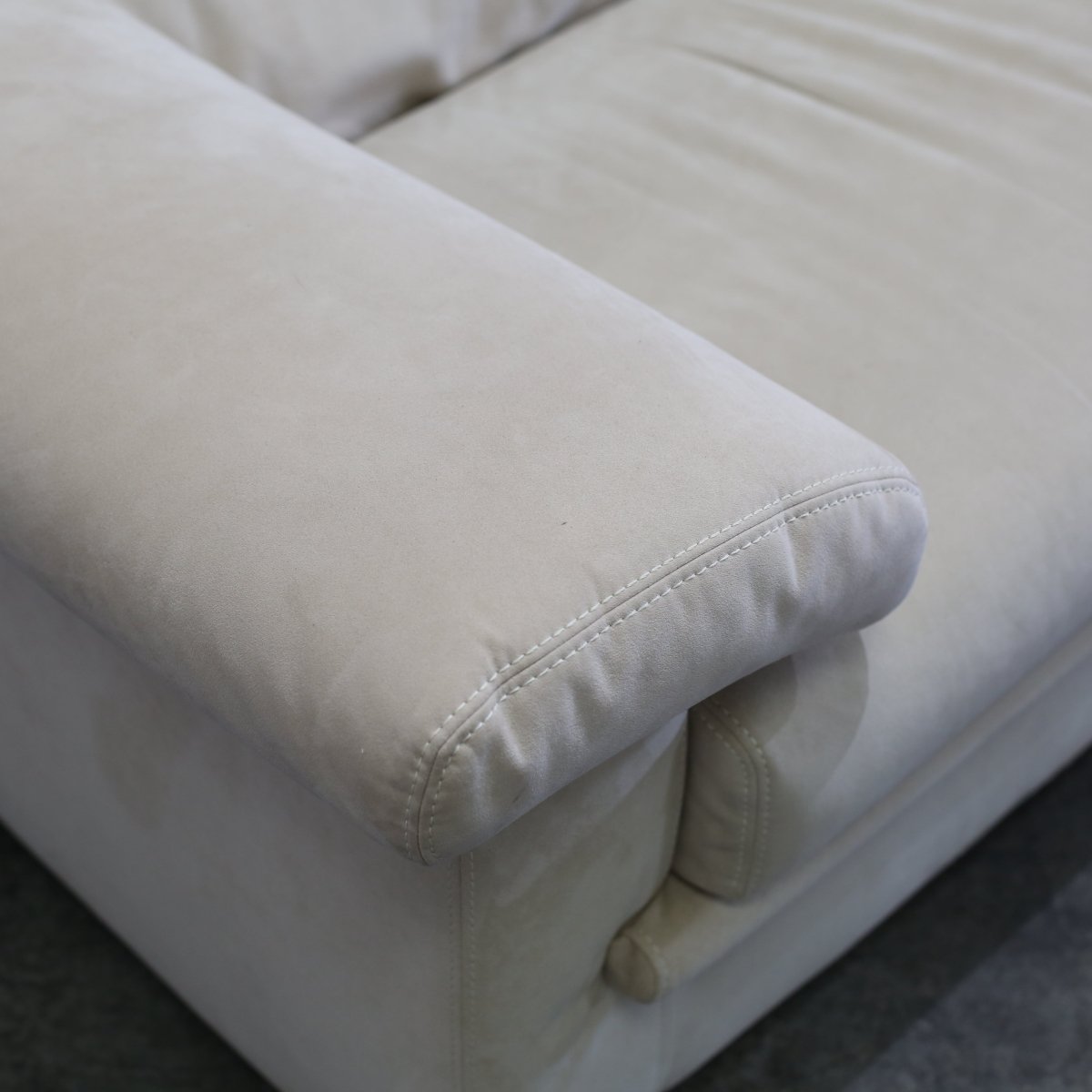 Ligne Roset Cream Suede Three Seater Pallas Sofa by Claude Brisson @ REHAUS