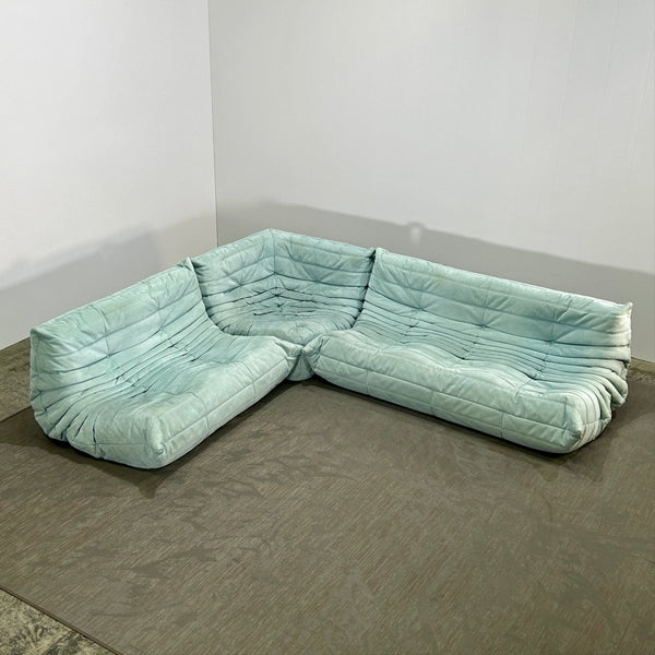 Ligne Roset Light Blue Modular Togo Sofa by Michel Ducaroy, Set of Three @ REHAUS