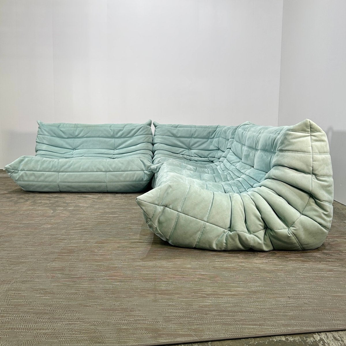 Ligne Roset Light Blue Modular Togo Sofa by Michel Ducaroy, Set of Three @ REHAUS