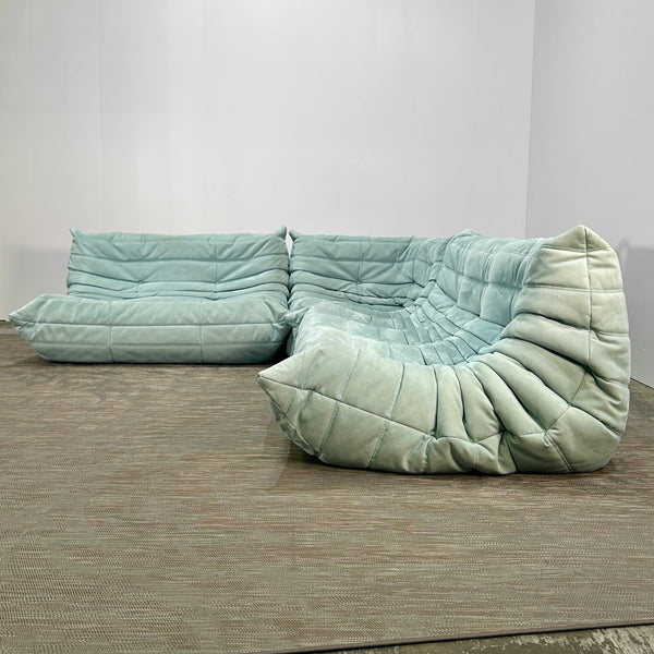 Ligne Roset Light Blue Modular Togo Sofa by Michel Ducaroy, Set of Three @ REHAUS