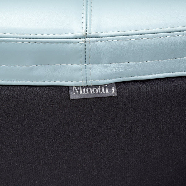 Minotti by Rodolfo Dordoni Light Blue Leather Curved Seymour Low 01 Sofa - REHAUS - Rodolfo Dordoni