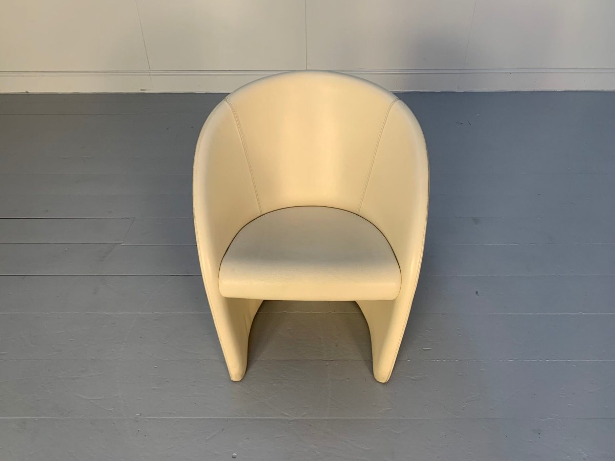 Pair of Poltrona Frau Intervista Armchairs - In Nest Ivory Leather @ REHAUS