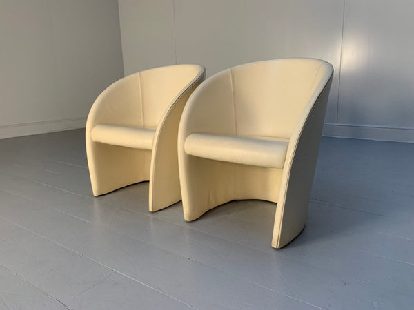 Pair of Poltrona Frau Intervista Armchairs - In Nest Ivory Leather @ REHAUS