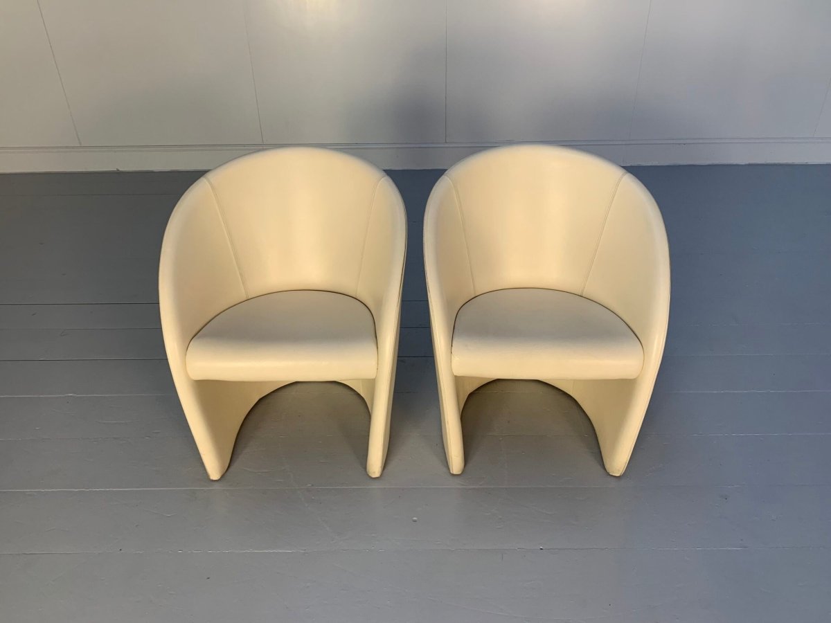 Pair of Poltrona Frau Intervista Armchairs - In Nest Ivory Leather @ REHAUS